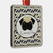 I Liebe mein Mops Silbernes Ornament (Rechts)