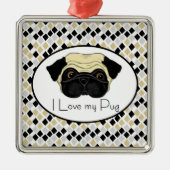 I Liebe mein Mops Silbernes Ornament (Vorne)