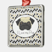 I Liebe mein Mops Silbernes Ornament (Links)