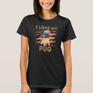 I Liebe Mein Mops Vater Mama American Flag Weiner T-Shirt