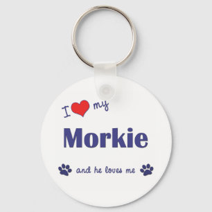 I Liebe mein Morkie (männlicher Hund) Schlüsselanhänger