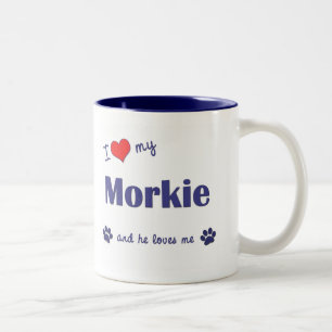 I Liebe mein Morkie (männlicher Hund) Zweifarbige Tasse