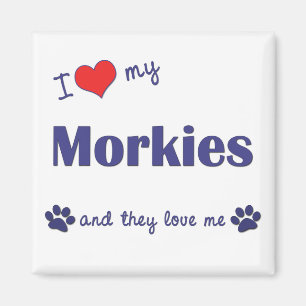 I Liebe mein Morkies (mehrfache Hunde) Magnet