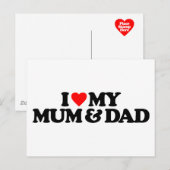 I LIEBE MEIN MUM UND VATER POSTKARTE (Vorne/Hinten)