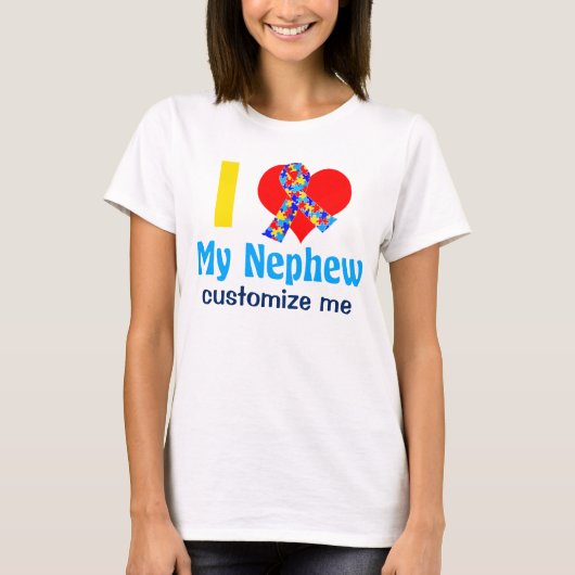 I Liebe mein Neffe-Autismus-Bewusstsein T-Shirt (Vorderseite)