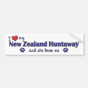 I Liebe mein Neuseeland Huntaway (weiblicher Hund) Autoaufkleber