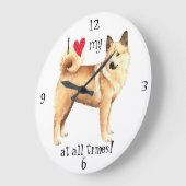 I Liebe mein norwegisches Buhund Große Wanduhr (Winkel)