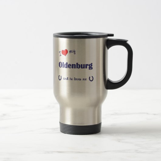 I Liebe mein Oldenburg (männliches Pferd) Reisebecher (Rechts)