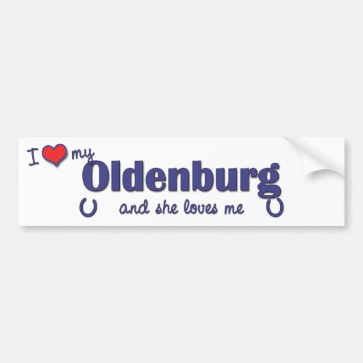 I Liebe mein Oldenburg (weibliches Pferd) Autoaufkleber (Vorne)