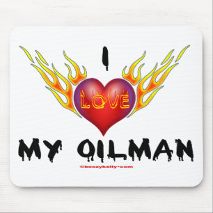 I Liebe mein Ölindustrieller, brennendes Herz, Mousepad