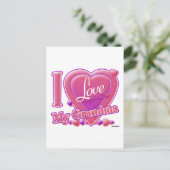 I Liebe Mein Oma rosa/lila - Herz Postkarte (Stehend Vorderseite)
