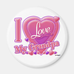 I Liebe Mein Opa rosa/lila - Herz Magnet