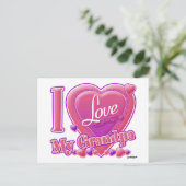 I Liebe Mein Opa rosa/lila - Herz Postkarte (Stehend Vorderseite)