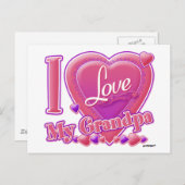 I Liebe Mein Opa rosa/lila - Herz Postkarte (Vorne/Hinten)