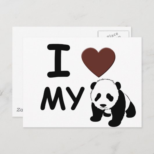 I LIEBE MEIN PANDA BEAR POSTKARTE (Vorne/Hinten)