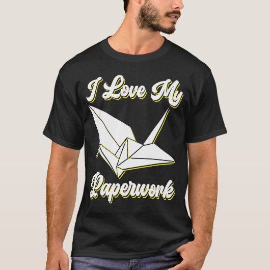 I Liebe Mein Papierwerk Origami T-Shirt (Vorderseite)