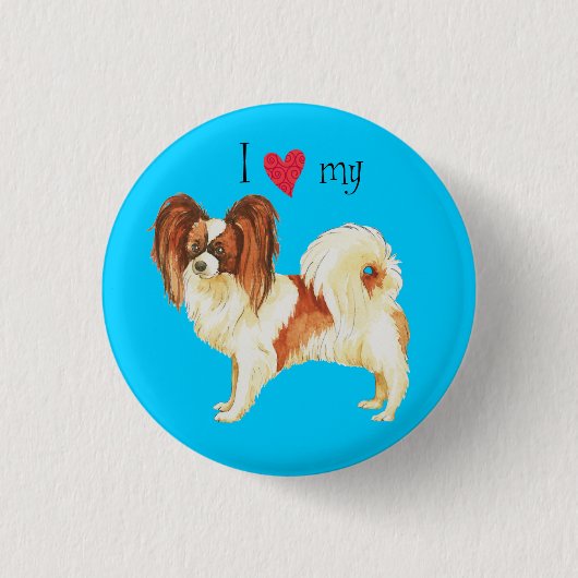 I Liebe mein Papillon Button (Vorderseite)