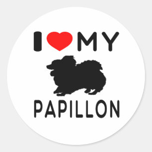 I Liebe mein Papillon. Runder Aufkleber