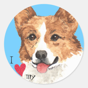 I Liebe mein Pembroke-WaliserCorgi Runder Aufkleber