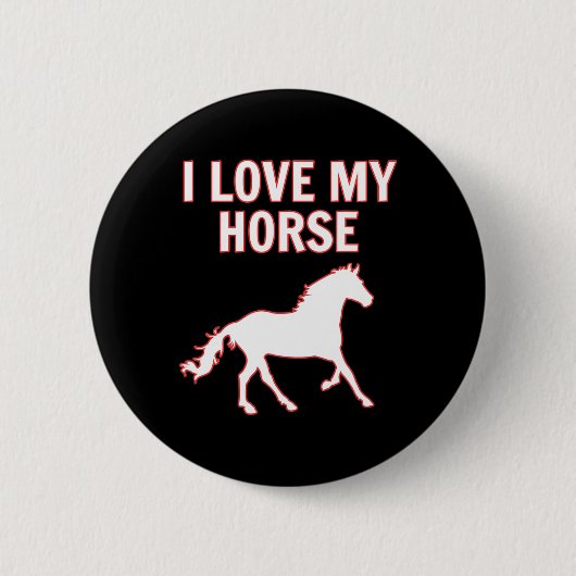 I Liebe Mein Pferd T Shirt Niedlich Reiten Eque Button (Vorderseite)