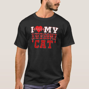I Liebe Mein Phantastischer Cat Heartbeat Valentin T-Shirt