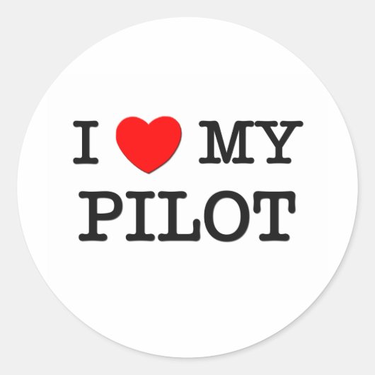 I Liebe mein PILOT Runder Aufkleber (Vorderseite)
