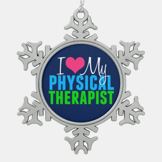 I Liebe mein Pint Schneeflocken Zinn-Ornament (Vorderseite)