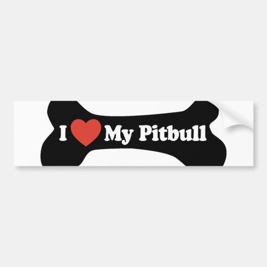I Liebe mein Pitbull - Hundeknochen Autoaufkleber (Vorne)