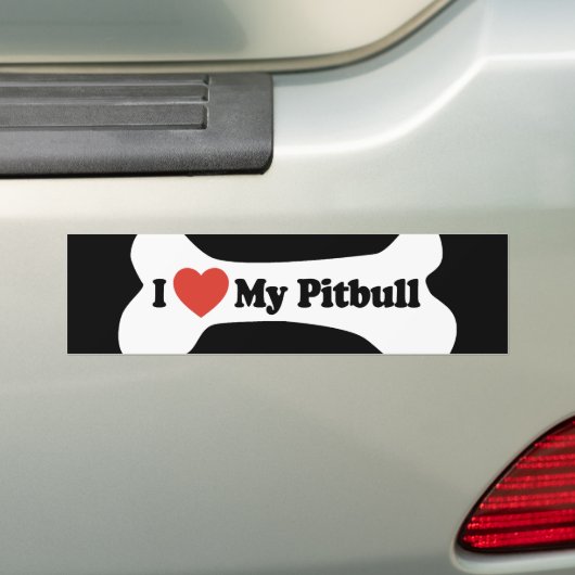 I Liebe mein Pitbull - Hundeknochen Autoaufkleber (Auf Auto)