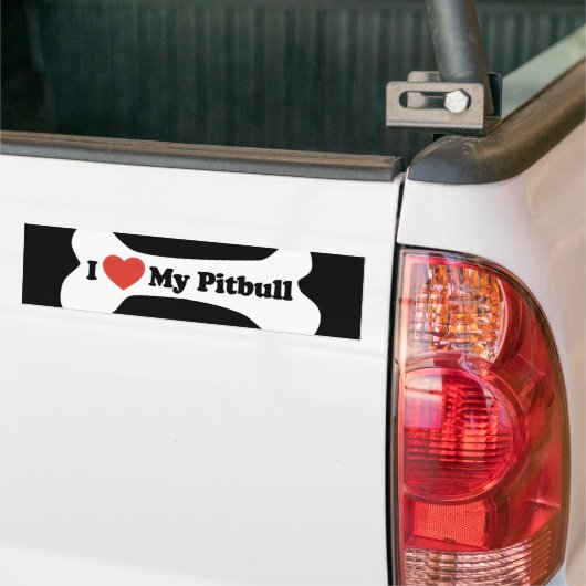 I Liebe mein Pitbull - Hundeknochen Autoaufkleber (Auf Lkw)