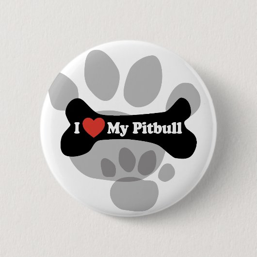 I Liebe mein Pitbull - Hundeknochen Button (Vorderseite)
