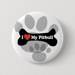 I Liebe mein Pitbull - Hundeknochen Button