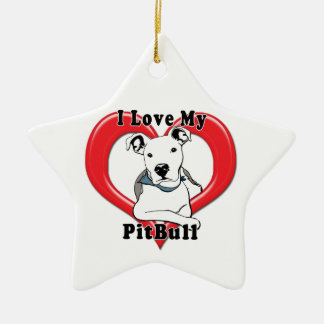 I Liebe mein PitBull Logo Keramikornament