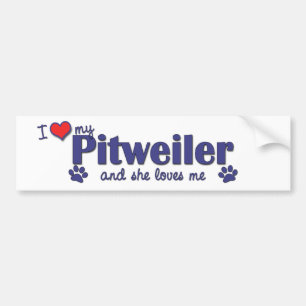 I Liebe mein Pitweiler (weiblicher Hund) Autoaufkleber