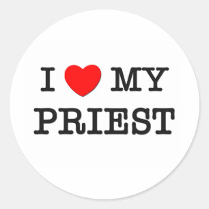 I Liebe mein PRIESTER Runder Aufkleber