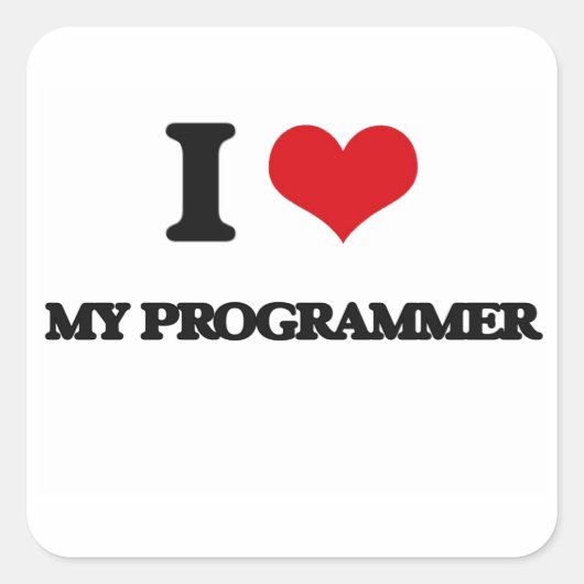 I Liebe mein Programmierer Quadratischer Aufkleber (Vorderseite)