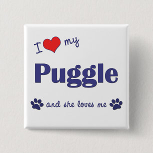 I Liebe mein Puggle (weiblicher Hund) Button
