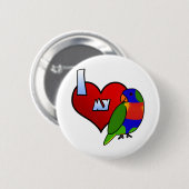 I Liebe mein Regenbogen Lorikeet Button (Vorne & Hinten)