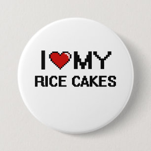 I Liebe mein Reis-Kuchen-Digital-Entwurf Button