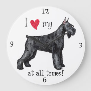 I Liebe mein riesiger Schnauzer Große Wanduhr
