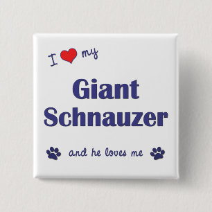 I Liebe mein riesiger Schnauzer (männlicher Hund) Button