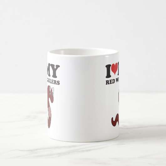 I Liebe mein rotes Wigglers Kaffeetasse (Mittel)