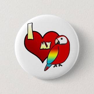I Liebe mein Scarletmacaw-Knopf Button