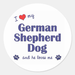I Liebe mein Schäferhund (männlicher Hund) Runder Aufkleber