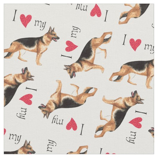 I Liebe mein Schäferhund Stoff (Nahaufnahme)