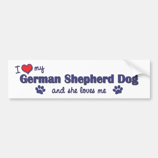 I Liebe mein Schäferhund (weiblicher Hund) Autoaufkleber (Vorne)