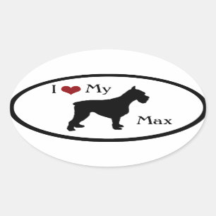 I Liebe mein Schnauzer-Oval-Aufkleber Ovaler Aufkleber