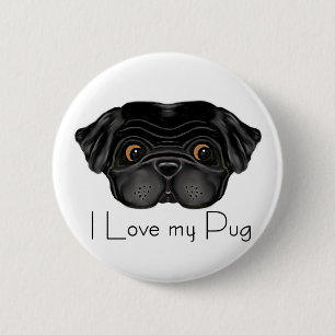 I Liebe Mein schwarzer Mops Niedlicher schwarzer M Button