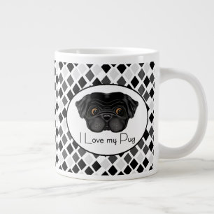 I Liebe Mein schwarzer Mops Niedlicher schwarzer M Jumbo-Tasse