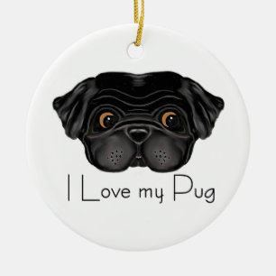 I Liebe Mein schwarzer Mops Niedlicher schwarzer M Keramikornament
